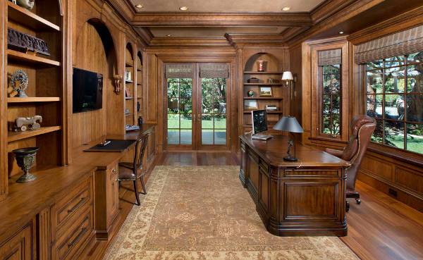 traditional wood home office desk
