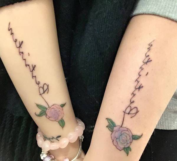simple matching love tattoo