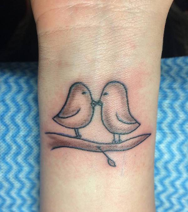love birds tattoo on wrist