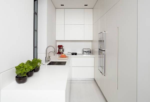small modern white kitchen