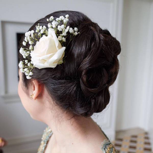 wedding updo hairstyle with flowers