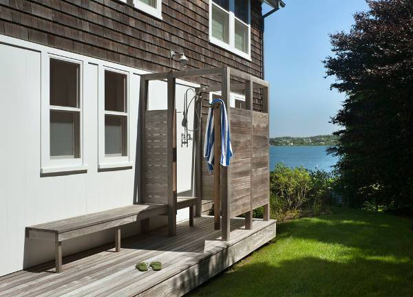 portable wooden outdoor shower