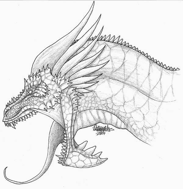 evil dragon head drawing