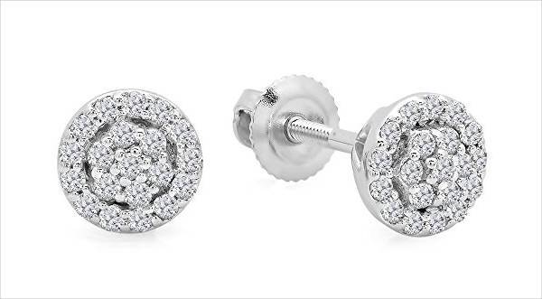 cluster round diamond earrings