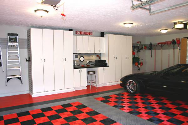 garage wall white cabinets
