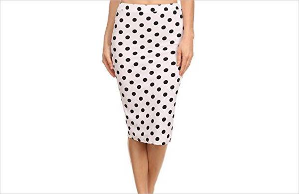 black and white polka dot pencil skirt