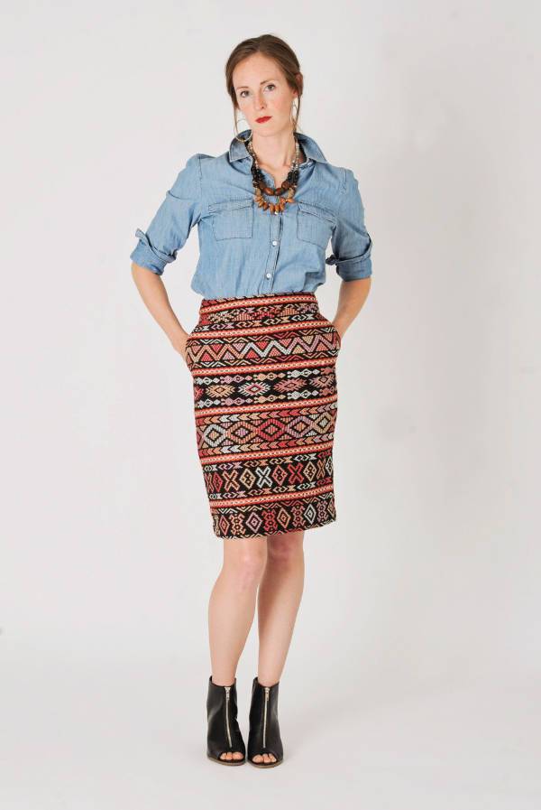 tribal print pencil skirt