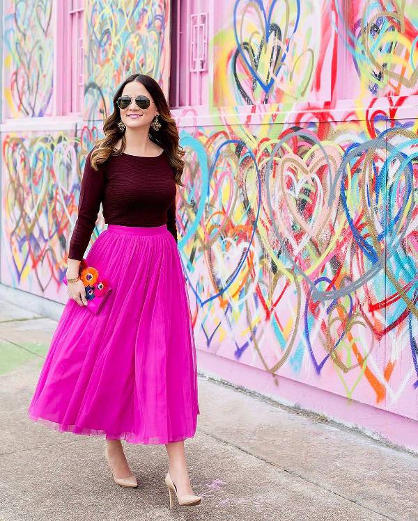 pink tulle party skirt