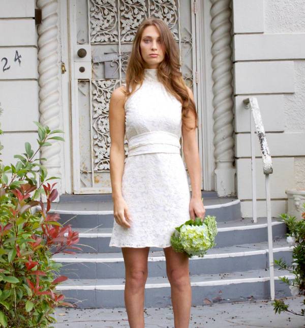 short white lace wedding dress