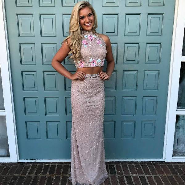 beaded homecoming two piece dress
