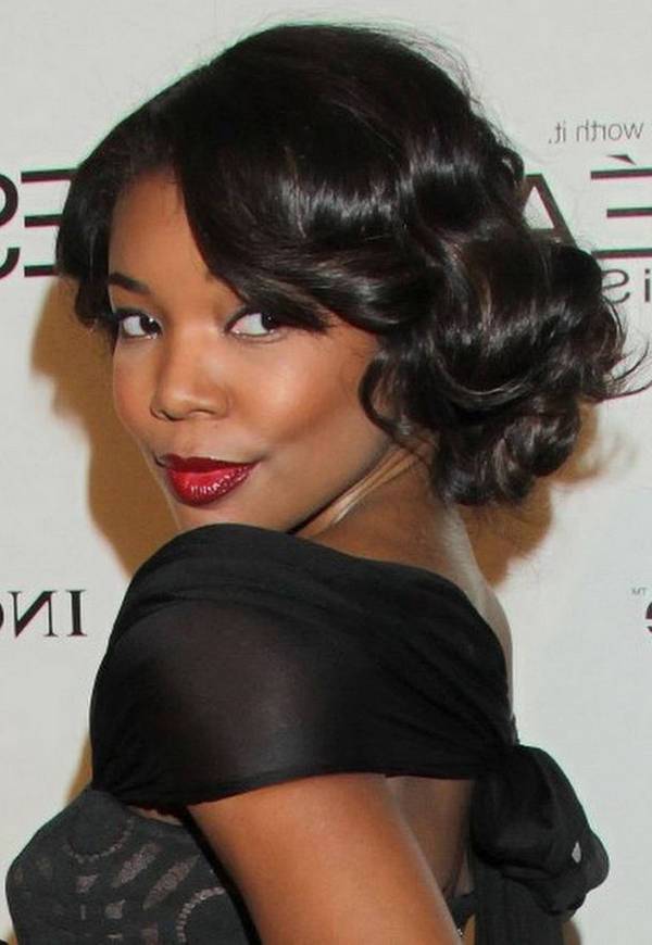 gabrielle union black updo hairstyle