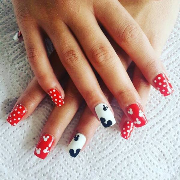 minnie mouse nail design for long nails