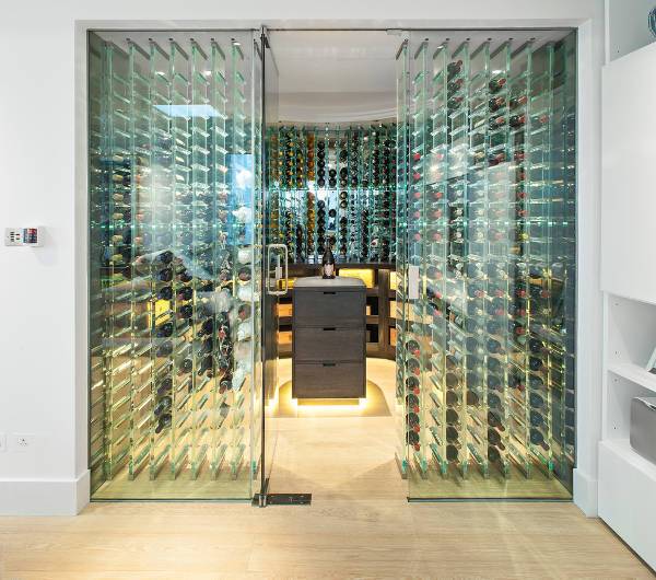 modern glass wine cellar design