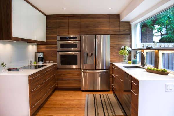 modern walnut kitchen cabinets