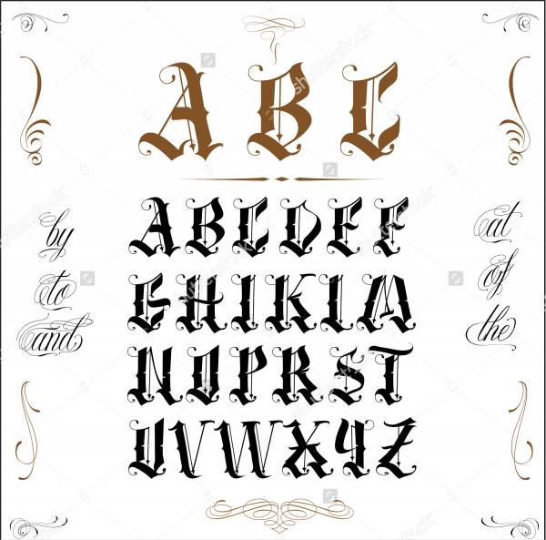 old english tattoo lettering fonts