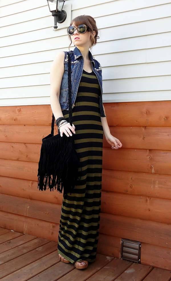 striped long maxi dress