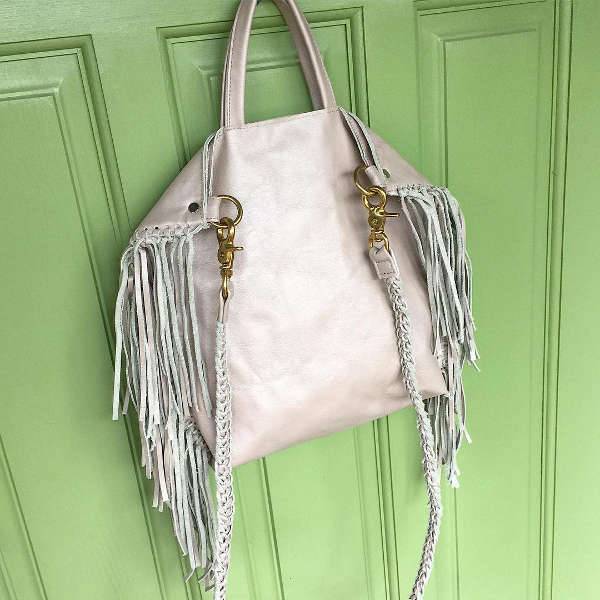 white fringe handbag