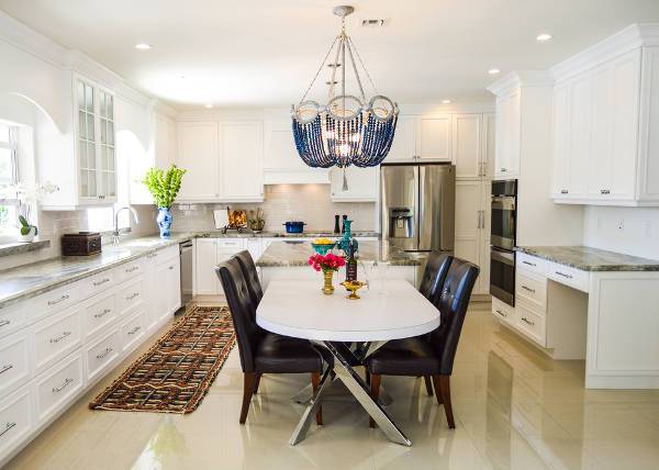 white kitchen dining table