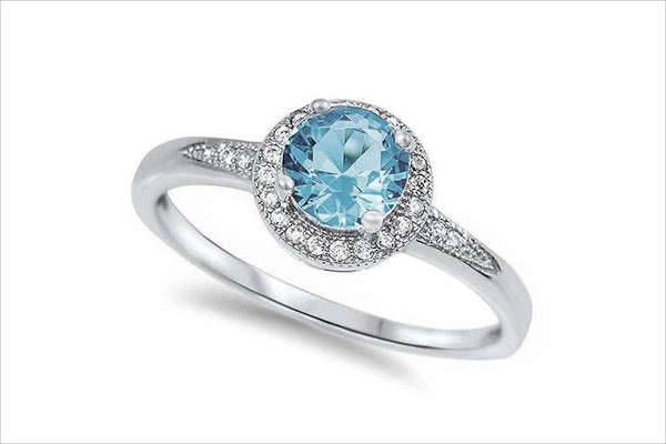 aquamarine halo engagement ring