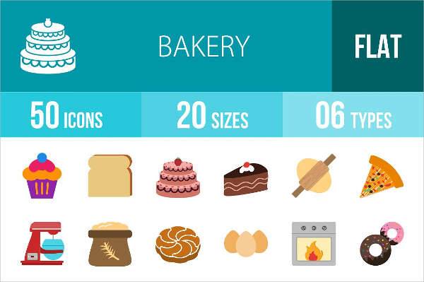 bakery flat multicolor icons