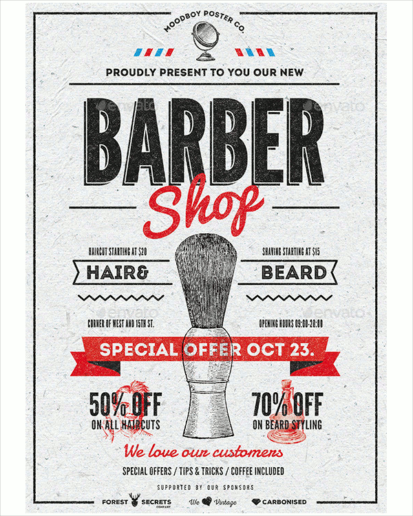 barber shop vintage flyer poster