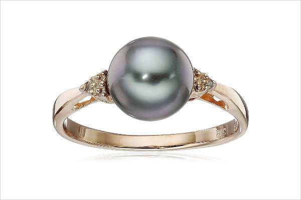 black pearl engagement ring
