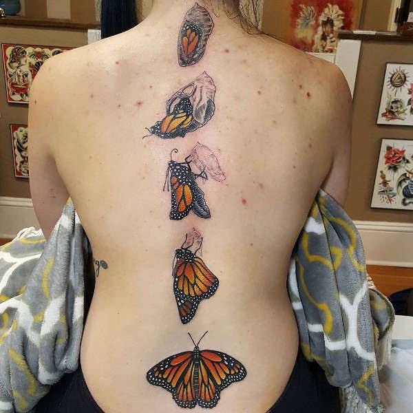butterfly spine tattoo design