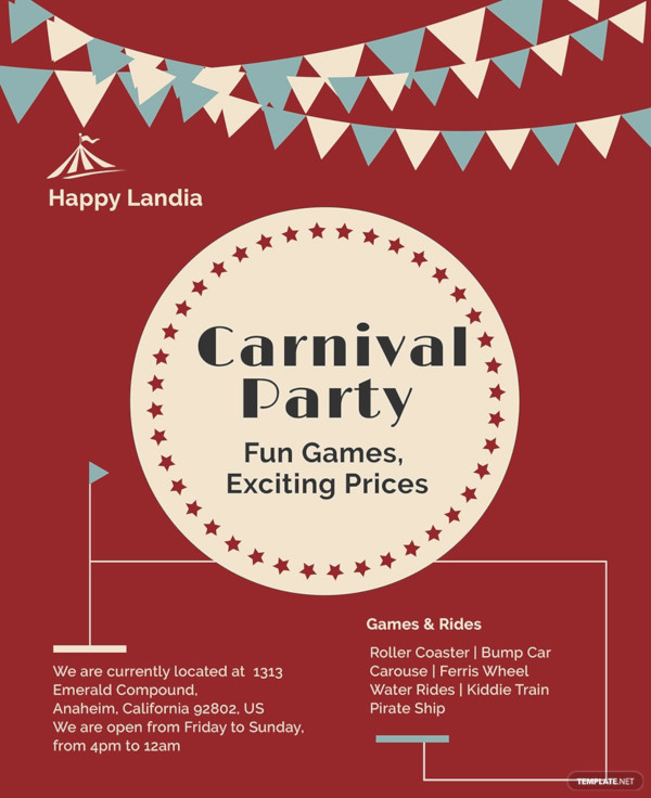 carnival party flyer template