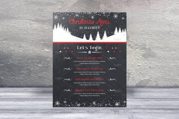 christmas event menu card