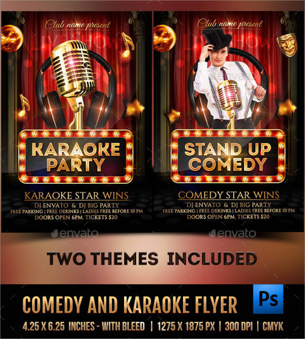 Comedy and Karaoke Party Flyer