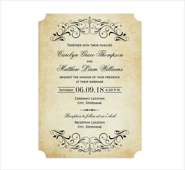 elegant vintage wedding invitation