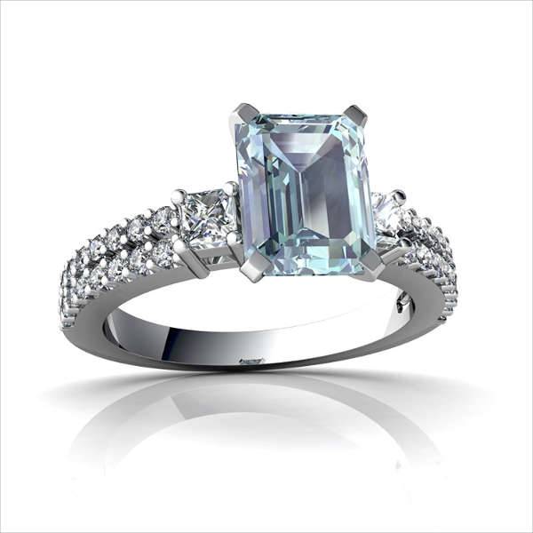 emerals cut aquamarine engagement ring