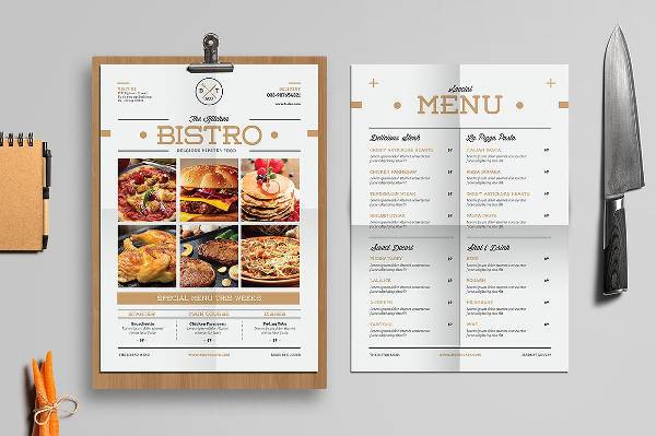 fast food menu card