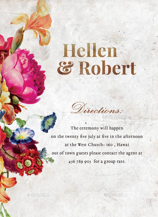 Floral Vintage Wedding Invitation