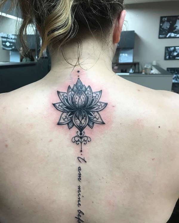 flower spine tattoo design