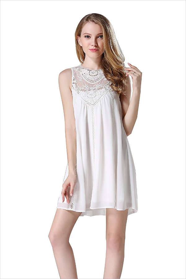 flowy white lace dress