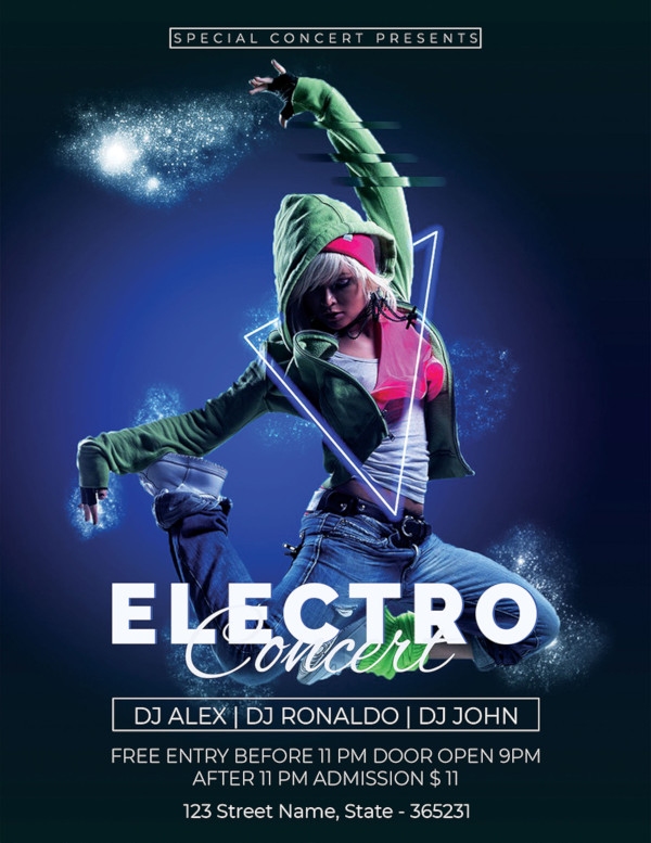 free electro concert flyer template