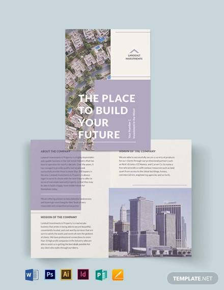 land real estate investor bi fold brochure template