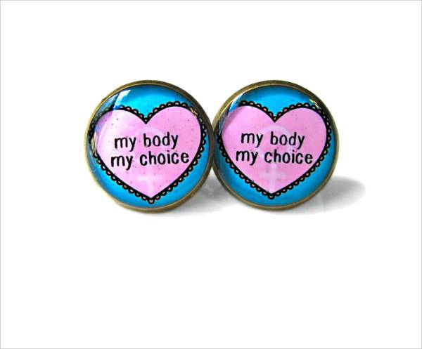 my body my choice conversation heart earrings