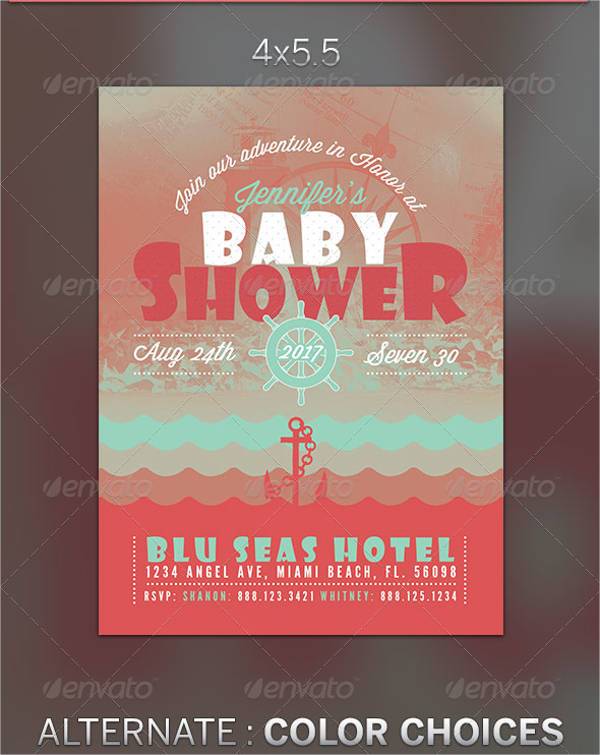 Nautical Baby Shower Flyer Invite Template