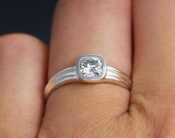 platinum cushion cut engagement ring