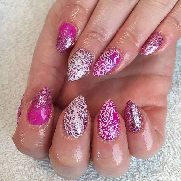 pointy pink nail design