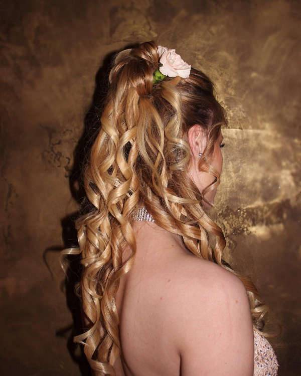 prom half updo hairstyle