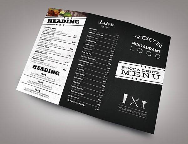 restaurant food menu card