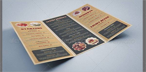 Restaurant Menu Tri-Fold Brochure