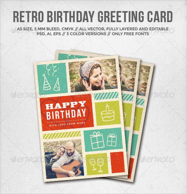 retro birthday greeting card