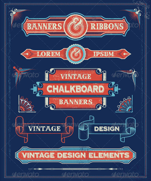 vintage banners and ribbons