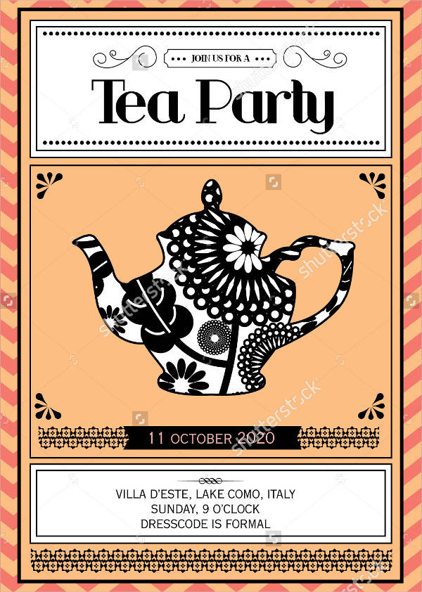vintage tea party poster invitation