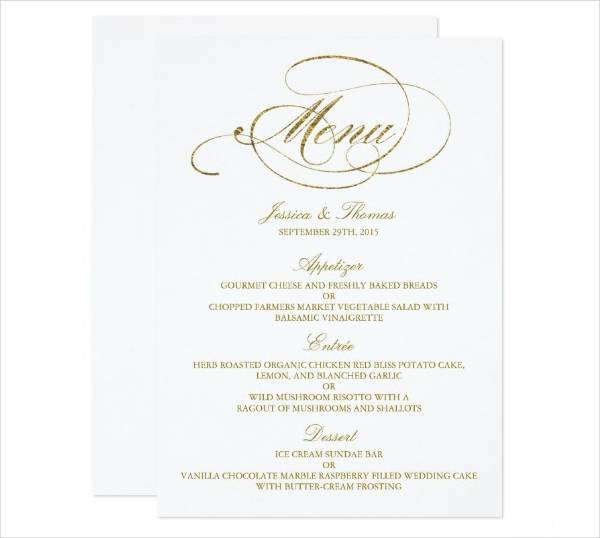 wedding invitation menu card1