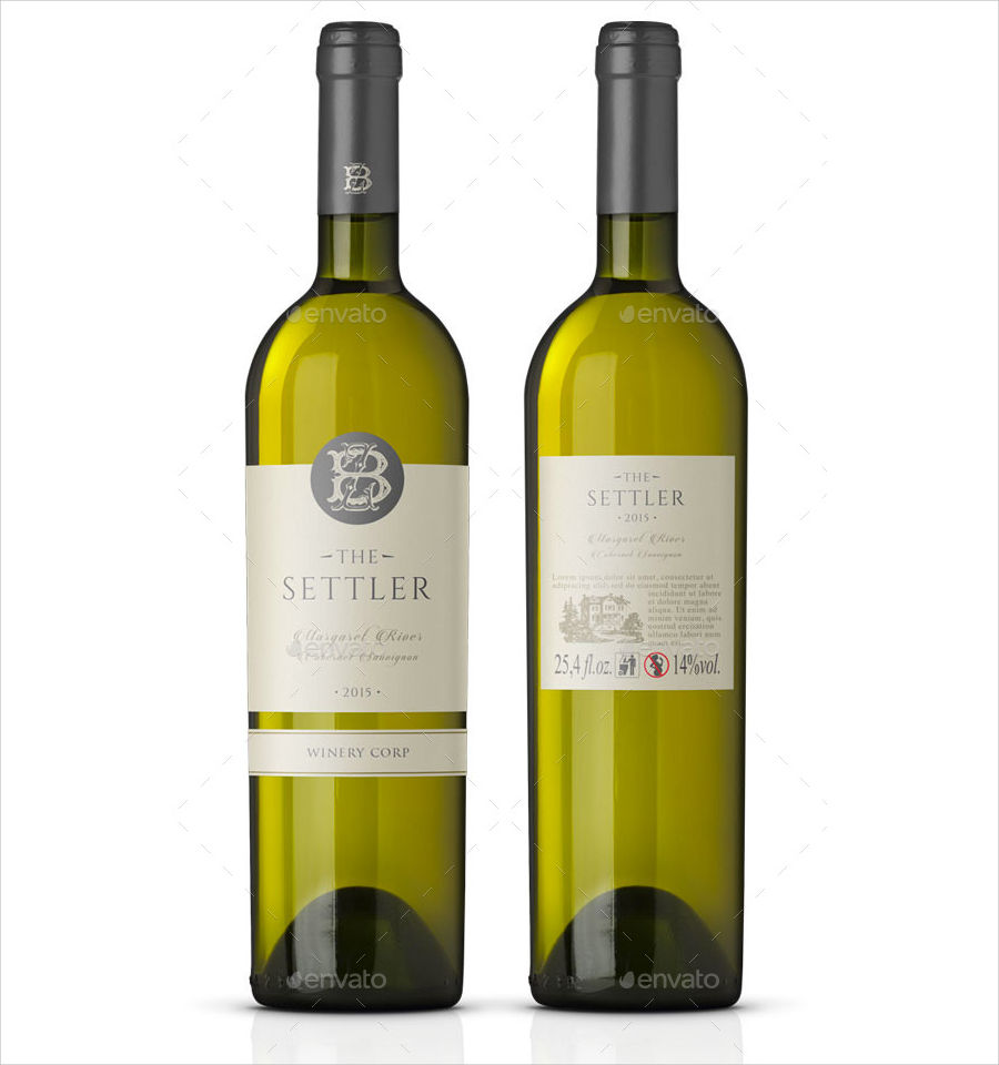 white wine label vector template